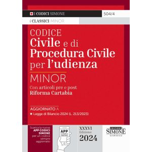 504/4 CODICE CIVILE E DI PROCEDURA CIVILE 2024 per l'udienza Minor