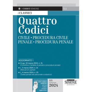 511 QUATTRO CODICI 2024 Civile – Procedura Civile – Penale – Procedura Penale