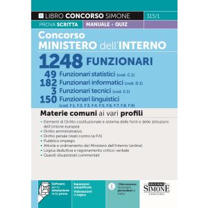 315/1 CONCORSO MINISTERO DELL'INTERNO 1248 FUNZIONARI