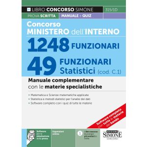 315/1D CONCORSO MINISTERO DELL'INTERNO 1248 FUNZIONARI 49 Funzionari statistici (cod. C1)