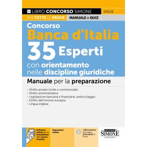 345/6 CONCORSO BANCA D' ITALIA 35 ESPERTI con orientamento nelle discipline giur idiche