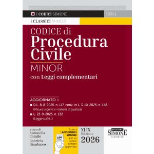 508/1 CODICE DI PROCEDURA CIVILE MINOR e leggi complementari 2026