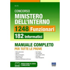 CONCORSO MINISTERO DELL'INTERNO 1248 FUNZIONARI 182 INFORMATICI