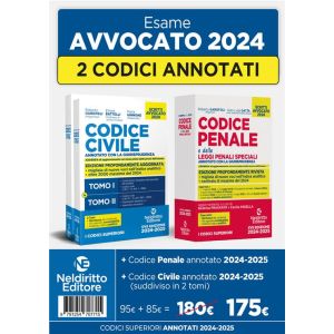 KIT 2 CODICI CIVILE + CODICE PENALE annotati con la giurisprudenza per l'esame d i avvocato 2024