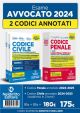 KIT 2 CODICI CIVILE + CODICE PENALE annotati con la giurisprudenza per l'esame d i avvocato 2024